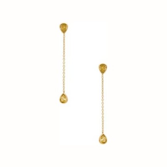 ETTIKA Radiant Gem Linear Chain Drop Earrings in Peridot Crystal & Gold - Picture 1 of 1